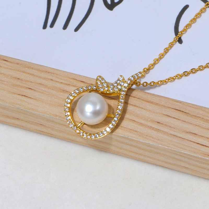 Vòng cổ Mạ Vàng Mặt Hình Học Đính Ngọc Trai Thời Trang