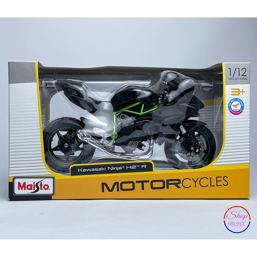 Xe mô hình mô tô Kawasaki Ninja H2r TẶNG KÈM BIỂN SỐ tỉ lệ 1:12 hãng Maisto