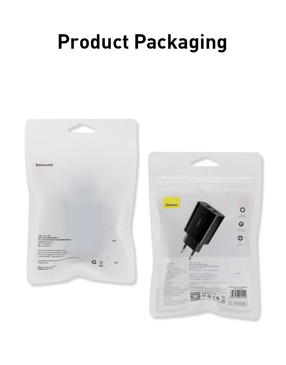 Cốc Sạc Nhanh Baseus TC-012 Cắm Tường USB Type C QC 3.0 PD 20W/18W Dành Cho iPhone 12 Pro Max Xiaomi