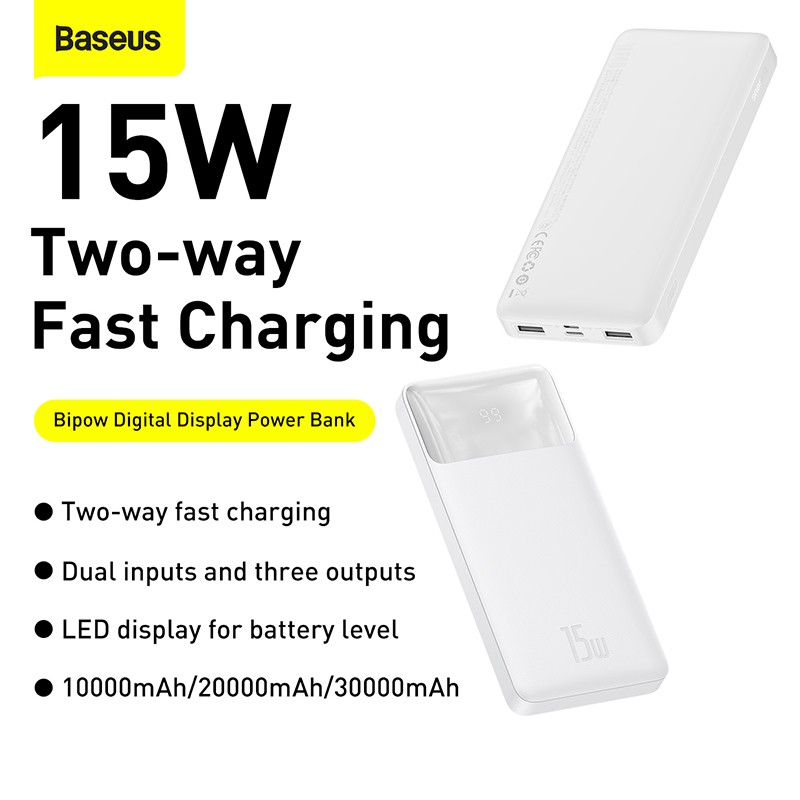 Pin Sạc Dự Phòng Baseus Bipow thế hệ mới PPDML-N01 công suất 15W - 20W, dung lượng 10000mAh - 30000mAh