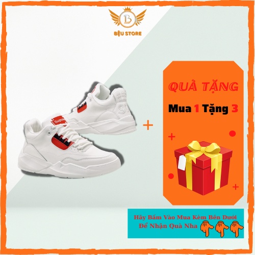 Giày tăng chiều cao⚜️Bệu Store⚜️ Giày Sneaker Nam Đế Cao - Hàng [FullBox] Nhập Khẩu - Bảo Hành Dài - Màu Trắng Đỏ