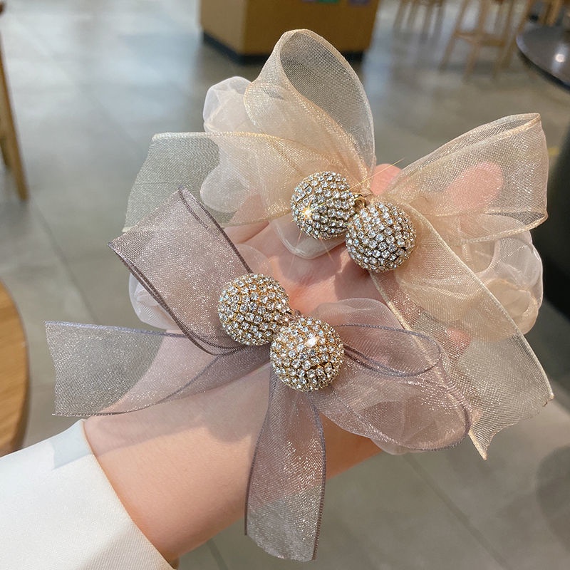 Dây Cột Tóc Cao Su Bản Lớn Đính Đá Cao Cấp 2022 Sang Trọng Thanh Lịch Cho Nữ