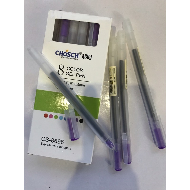 viết / bút Gel CHOSCH màu tím 1 hộp 12 cây