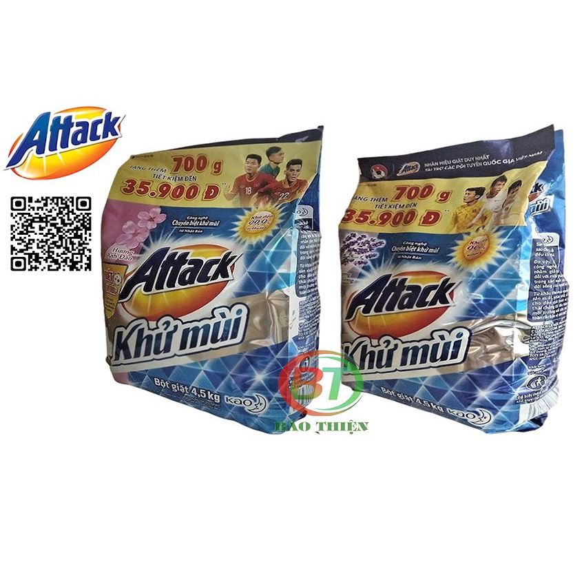 Bột giặt khử mùi diệt khuẩn Attack Nhật Bản gói 4.5kg