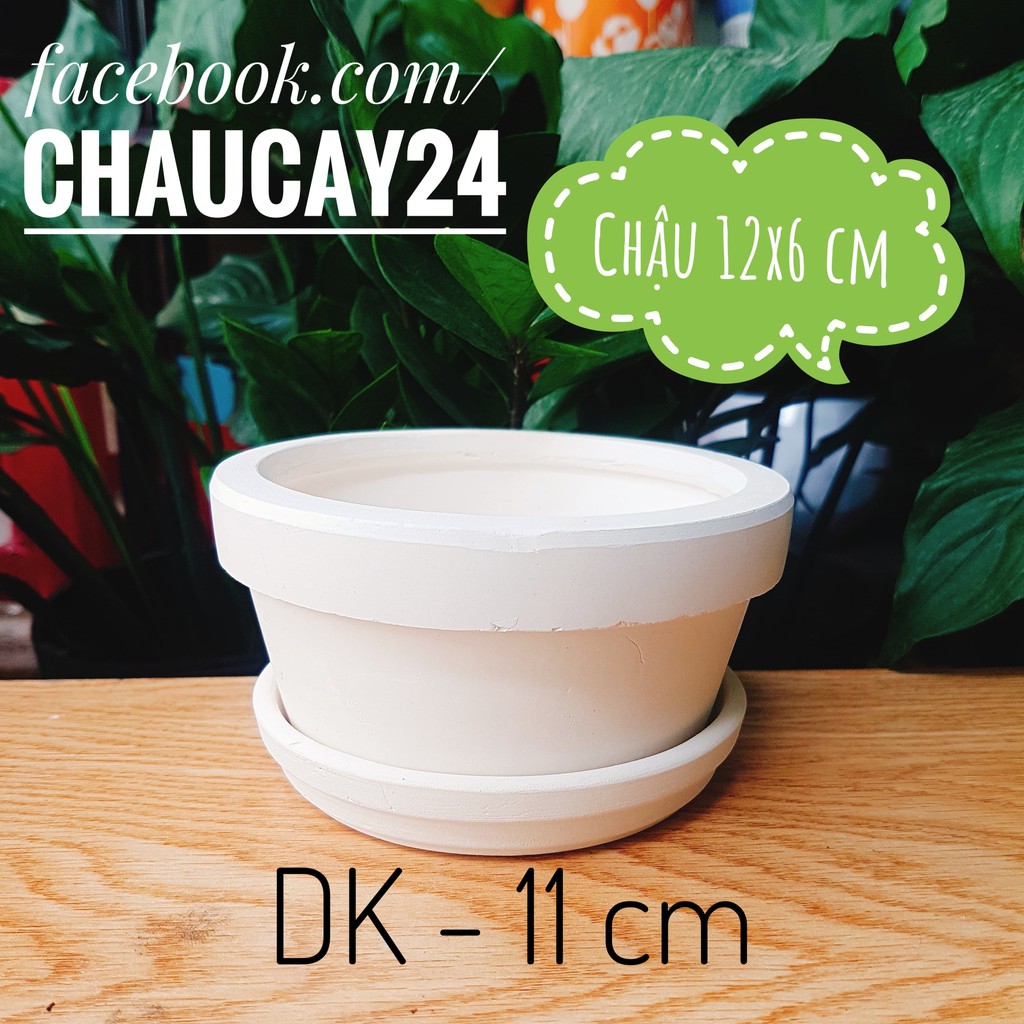 Chậu đất nung 12x6 cm (KÈM DĨA LÓT) trồng cây cảnh mini, sen đá, xương rồng