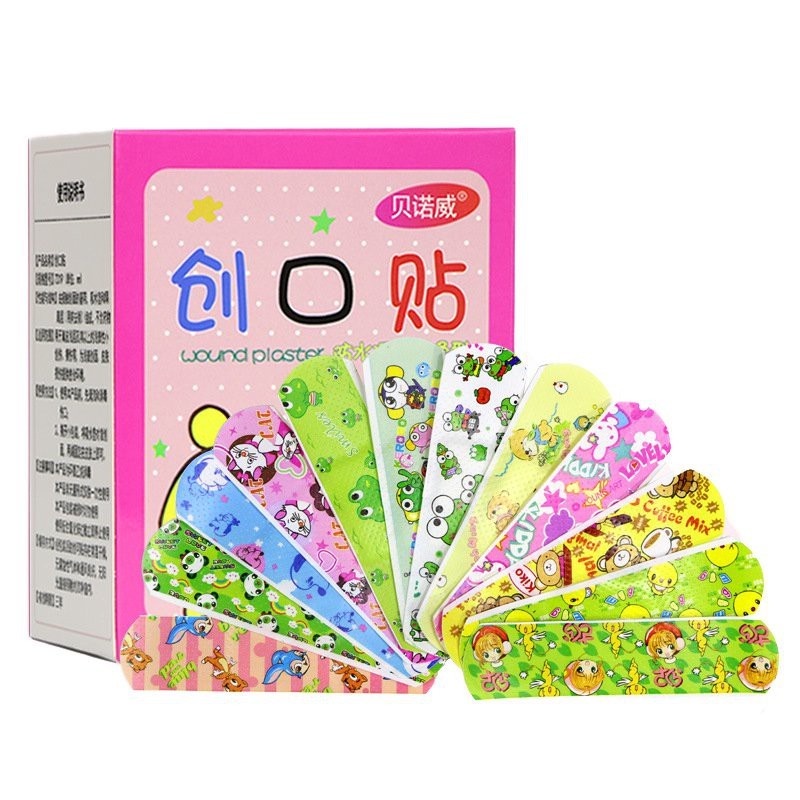 Hộp 100 Miếng Băng Gâu Hoạt Hình Hàn Quốc, Băng gâu dán vết thương, Băng Gâu Hộp Urgo ( Hộp Màu Hồng To)