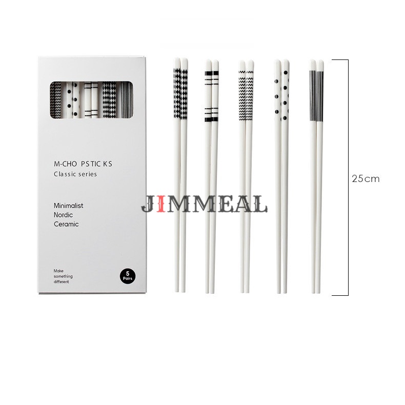 Đũa Gốm Sứ Ceramic Phong Cách Nhật Bản Jimmeal Chống Trơn Trượt, Chịu Nhiệt, Chống Nấm Mốc, Vi Khuẩn, Dễ Vệ Sinh