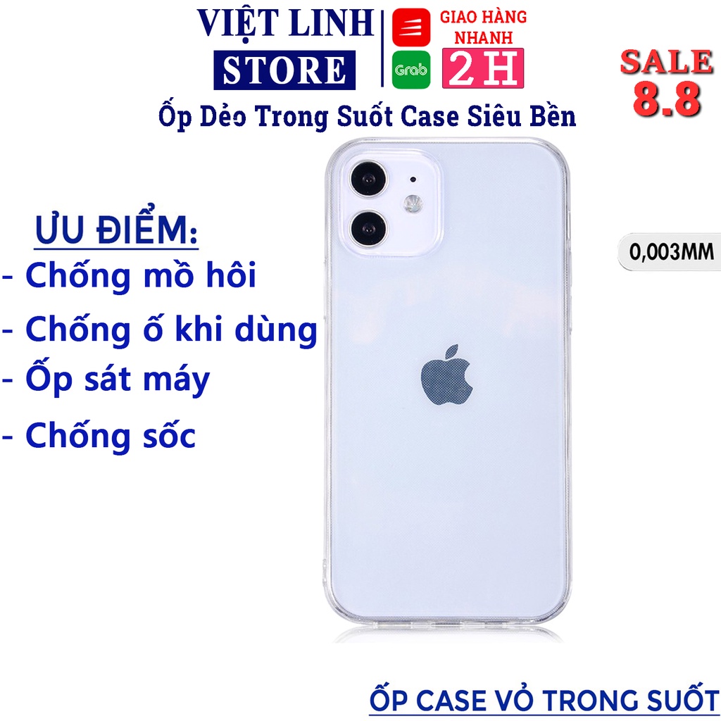 Ốp lưng dẻo trong suốt iphone CASE 5/6P/7/7P/8/8P/X- Việt Linh store