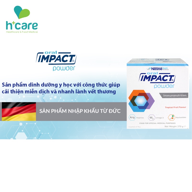 Sữa bột Nestle Oral Impact Powder 370g - Giải pháp dinh dưỡng miễn dịch cho bệnh nhân ung thư, trước và sau phẫu thuật
