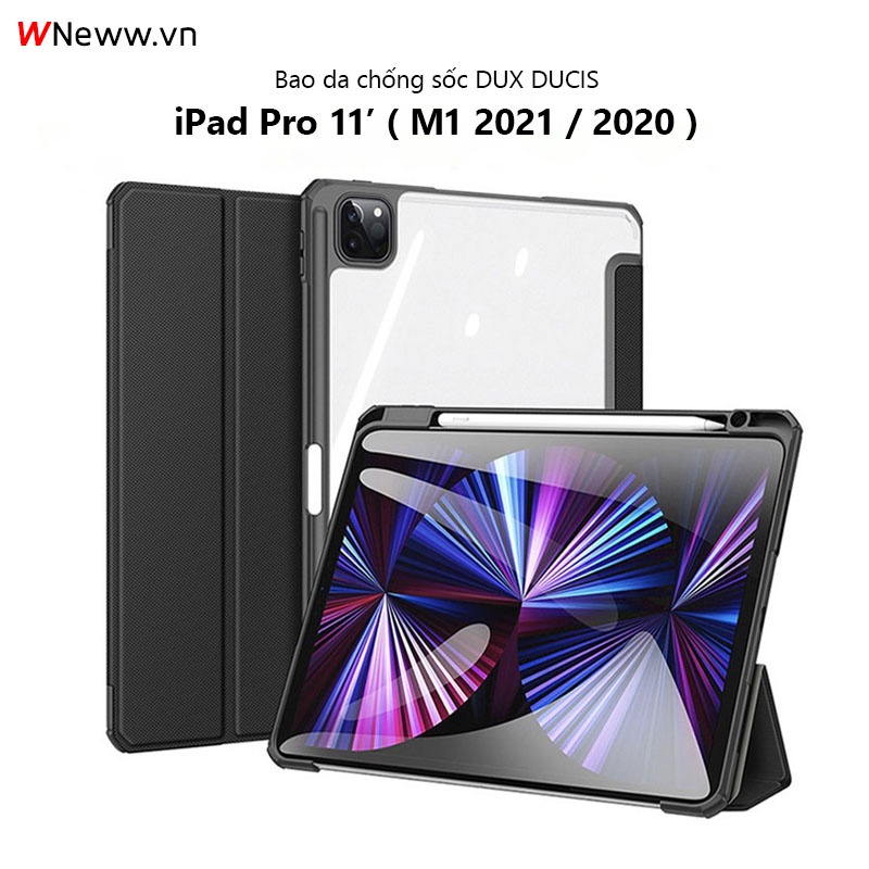Ốp lưng Dux Ducis iPad Pro M1 11' ( 2021 ) / iPad Pro 11' ( 2020 ) Chống sốc, Mặt lưng trong, Kiểu bao da mới