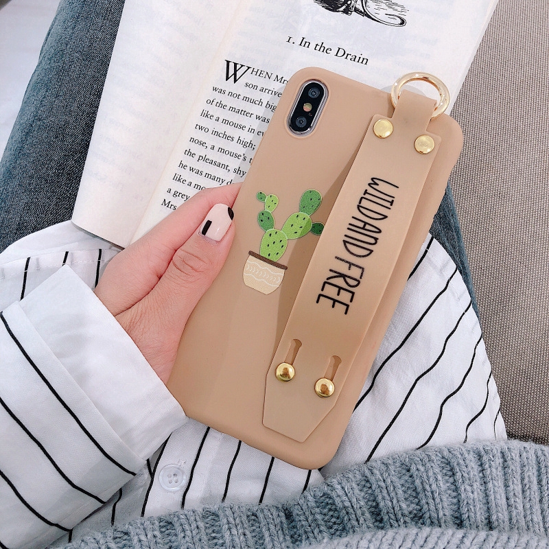 Ốp điện thoại in hình chậu cây có quai cầm tiện dụng cho iPhone 6/6s/6+/6s+/7/8/7+/8+/X/XS/XS MAX/XR 12