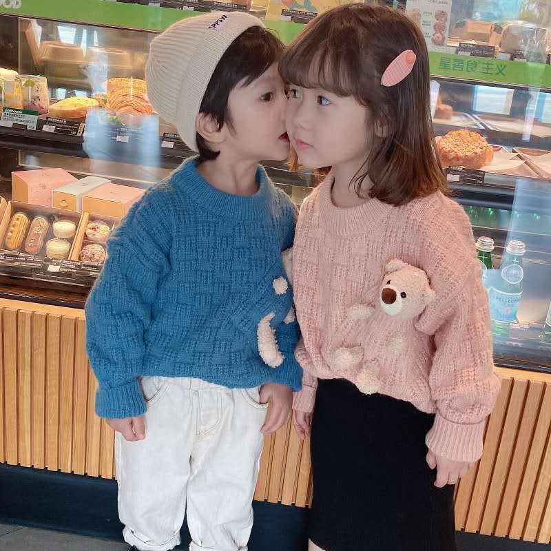 ❤Áo Sweater Dệt Kim Chui Đầu Thời Trang Thu Đông Cho Bé Trai Và Gái