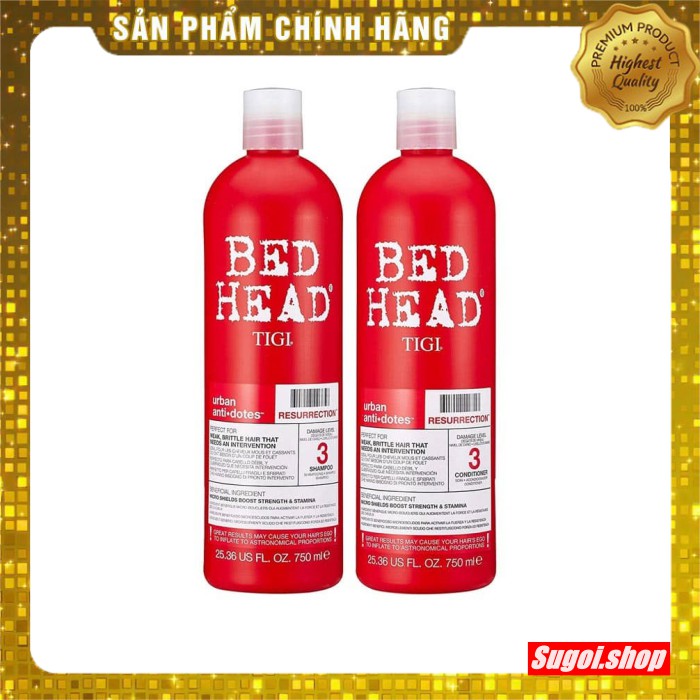 Bộ gội xả Tigi Bed head đỏ siêu mượt tóc - cặp dầu gội xả tigi đỏ (750ml -750ml)