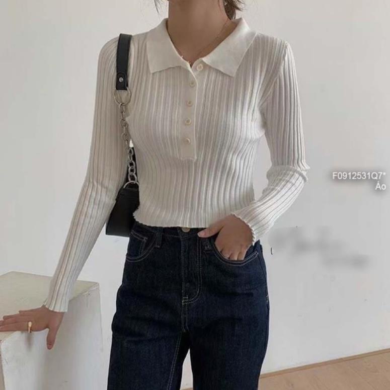 Áo Len Tay Dài Nữ Cổ Bẻ Thời Trang Quảng Châu Dáng Ôm Kiểu Body Đẹp Nhiều Màu Trơn Có Cổ Dưới 53kg | BigBuy360 - bigbuy360.vn