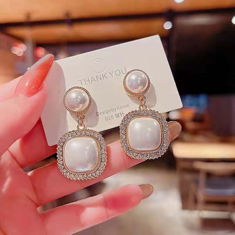 Bông Tai Hợp Kim Dáng Dài Đính Đá Ngọc Trai Giả Phong Cách Cổ Điển Thời Trang Cho Nữ