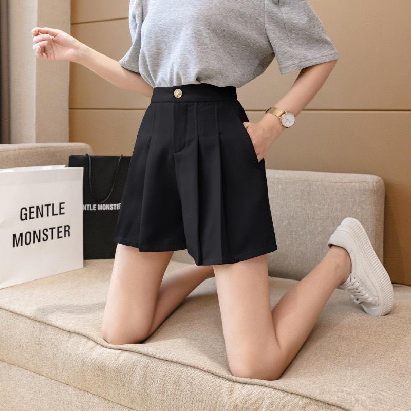 Quần short đùi nữ xếp ly cạp cao chất tuyết mưa cao cấp dày dặn mặc nhà đi chơi đều xinh trẻ trung năng động QS10