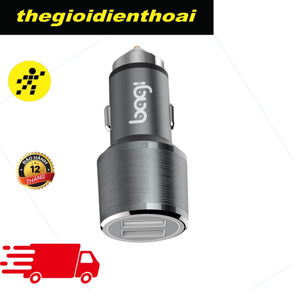 Củ nhanh dành cho oto Bagi 2 cổng USB (CC-O30) sạc siêu nhanh bảo hành 12 tháng