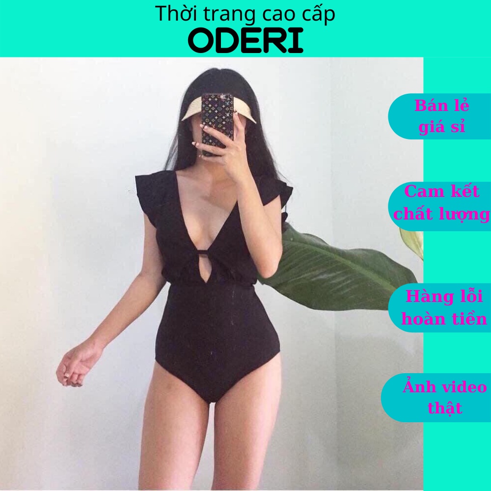 Bikini, Đồ Bơi Đi Biển Thân Liền Tay Bèo Xẻ Ngực Secxy KG00333