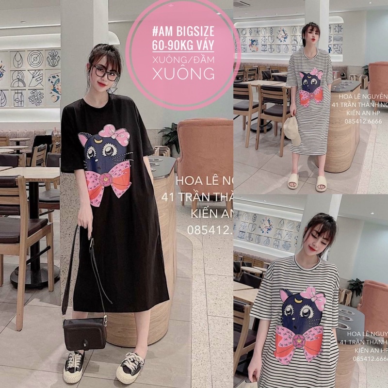 Váy xuông Bigsize mèo Mặt trăng chubby (60-90Kg) MS602