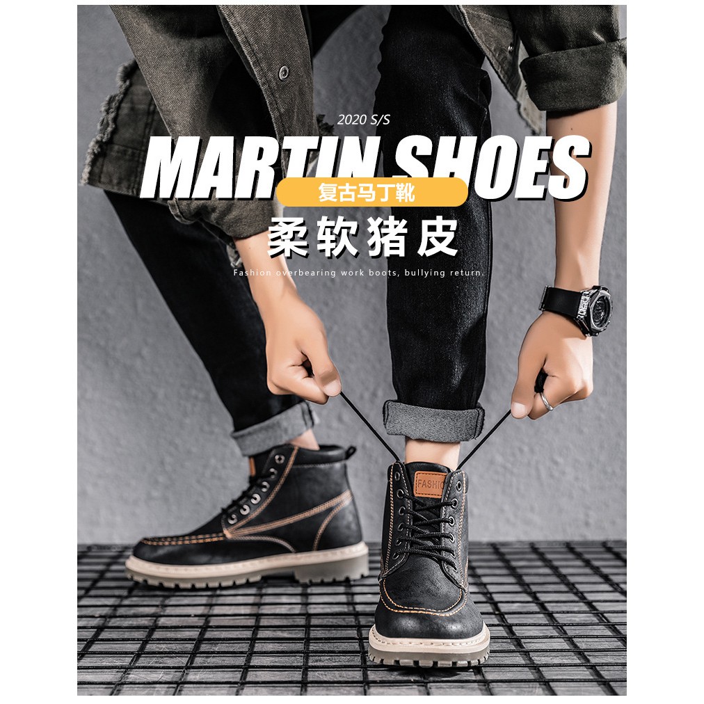 Giày cao cổ nam Fashion da cao cấp đế khâu kiểu dáng bụi bặm đường phố | BigBuy360 - bigbuy360.vn