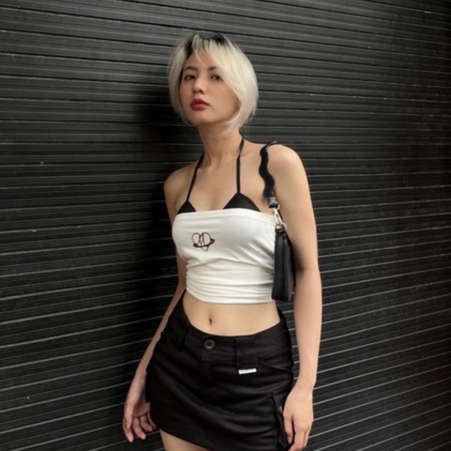 MOODSWINGS - Áo ống thêu logo HEART LOGO TUBE TOP