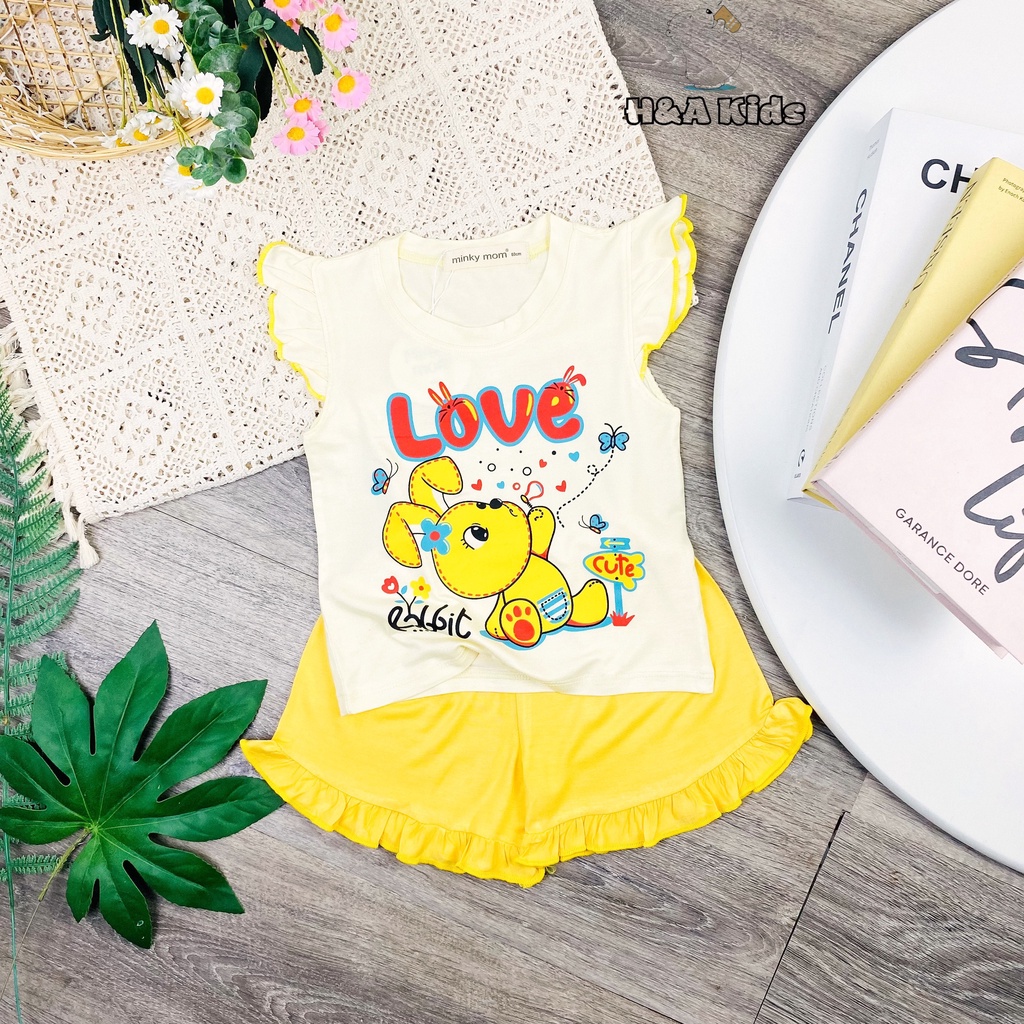 [Bé 20-32kg] Bộ Ngắn tay cánh tiên quần bèo thun lạnh in hình dành riêng cho bé gái xinh yêu từ 20-32kg