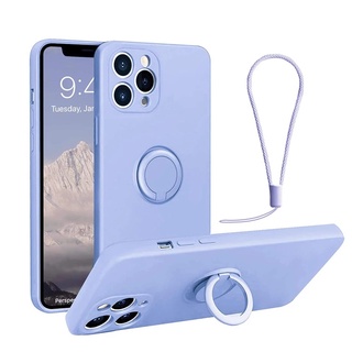 Ốp điện thoại màu trơn có giá đứng vòng nhẫn từ tính thích hợp cho Iphone 12 Mini 11 Pro Max Xs Xr