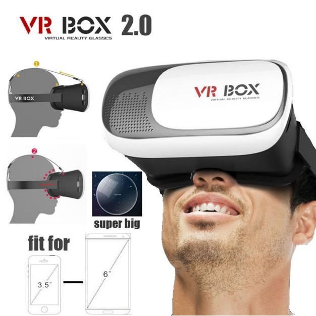 Kính xem phim thực tế ảo Chuẩn 3D VR Box màu trắng đen dùng cho tất cả các dòng điện thoại Phiên bản 2020