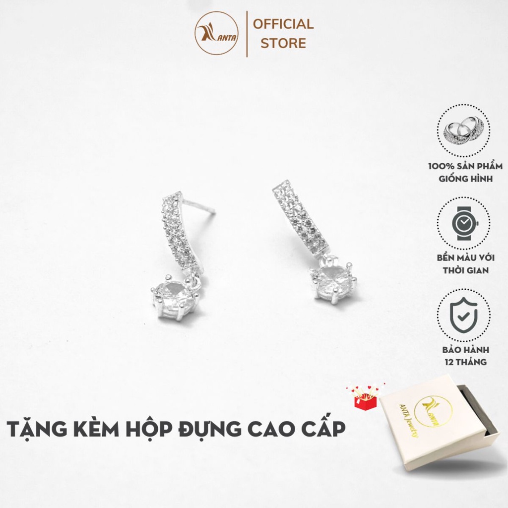 Bông tai bạc ATJ9081 , hoa tai nữ nụ đá stone bud ANTA Jewelry