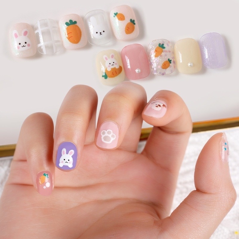 1 Tấm Hình Dán Móng Tay Hoạt Hình Động Vật 3D Dễ Thương Chống Nước Tự Dính Trang Trí Móng DIY