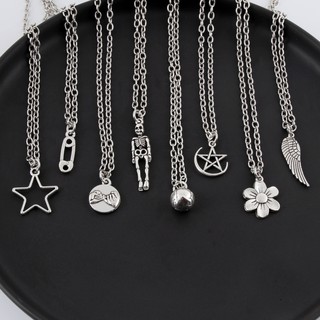 Kalung Vòng cổ Hai Mặt Hình Ngôi Sao Năm Cánh Thiên Thần Hoa Phong Cách punk Hợp Thời Trang Dành Cho Nam Và Nữ
