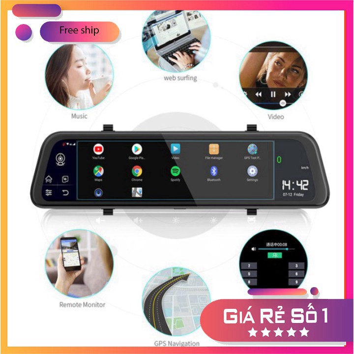 Camera hành trình gương ô tô cao cấp Phisung Z68 màn hình 12 inch, 4G, Wifi, GPS B | BigBuy360 - bigbuy360.vn