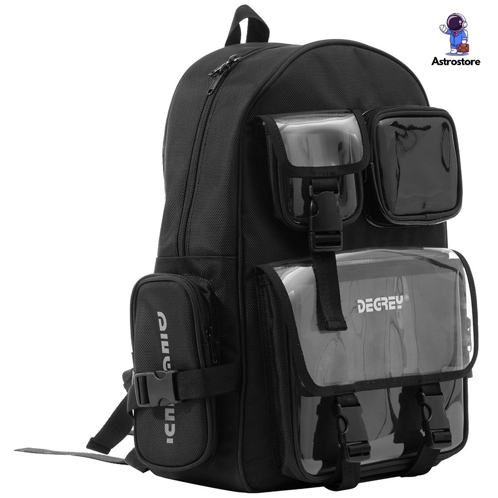 Balo Backpack Degrey Trắng nhiều ngăn, vải cao cấp, đi học, đi chơi, đi du lịch