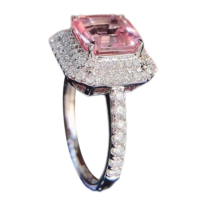 Nhẫn Đeo Tay Kim Loại Đính Đá Màu Hồng Sang Trọng Cho Nữ