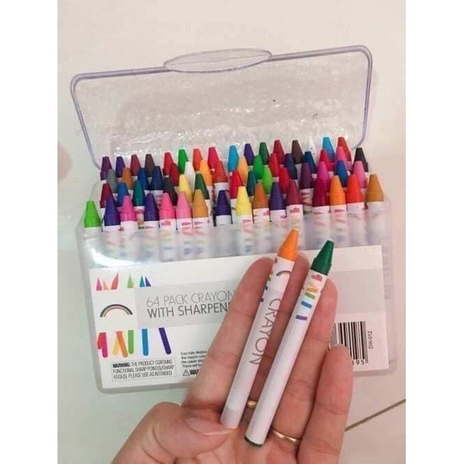 Hộp Bút Màu Sáp 64 Cây Crayon Hộp Nhựa, Cây màu sáp thơm cho bé, đủ mọi màu sắc kích thích tư duy nghệ thuật cho trẻ