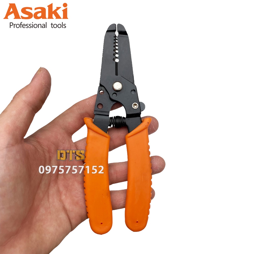Kìm tuốt dây điện đa năng Asaki JAPAN AK-9101, kìm đa năng thợ điện phù hợp nhiều lõi dây, kềm cắt tuốt thao tác nhanh