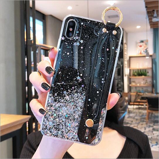 Ốp Lưng Họa Tiết Sao Lấp Lánh Có Dây Đeo Tay Cho Samsung A51 A71 A70 A10 A20 A30 A50 A10S A20S A30S A50S A6 A8 Plus A7 A9 2018