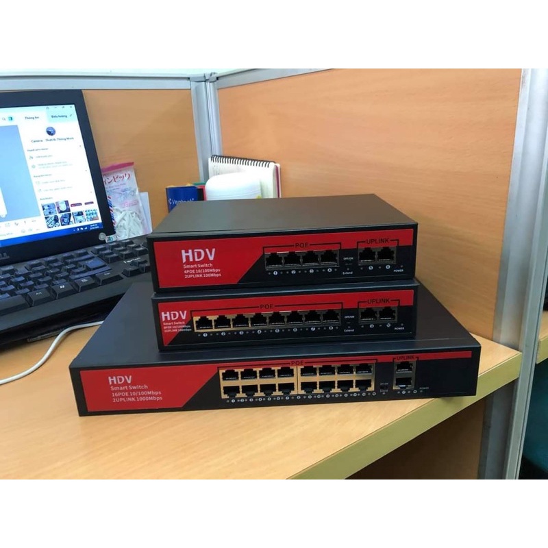 BỘ CHIA MẠNG SWITCH POE ONV, HDV 4 port- Hàng tốt chính hãng, bảo hành 24 tháng chuyên dùng cho camera IP
