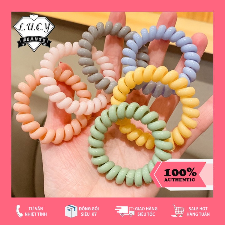 Dây Buộc Tóc Nhựa Dạng lò xo xoắn phong cách Hàn Quốc