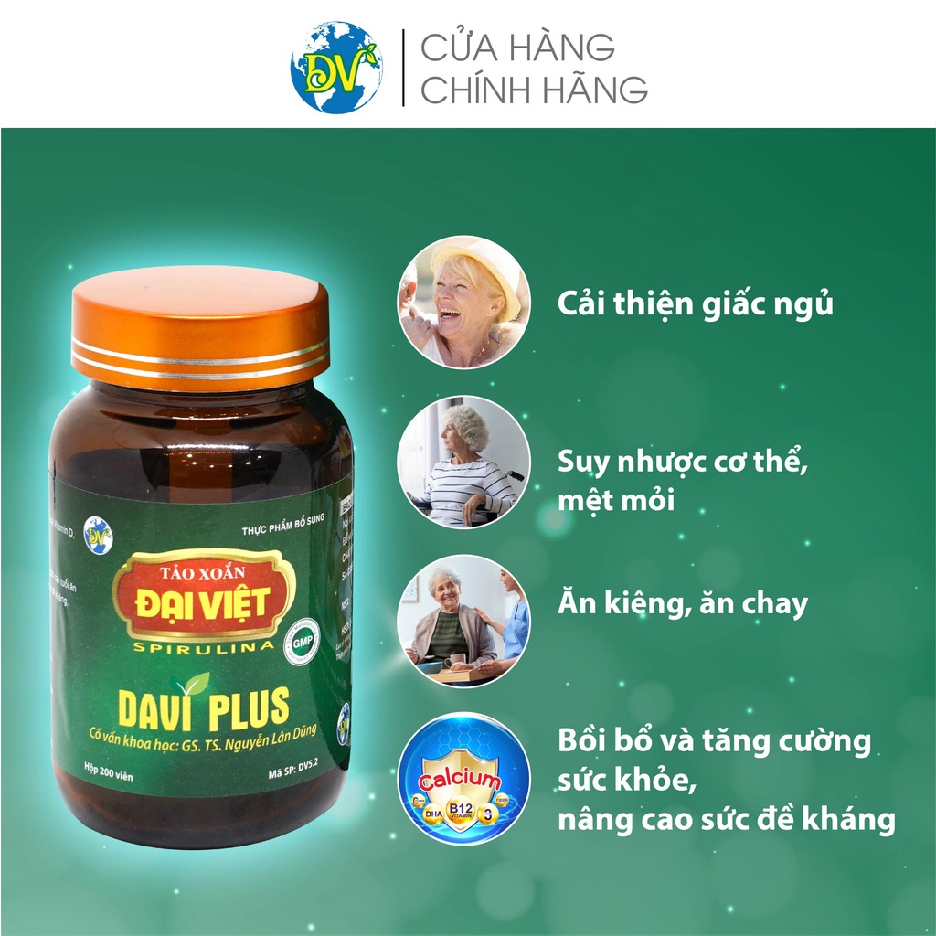 Tảo viên Davi Plus.Cải thiện giấc ngủ, bồi bổ cơ thể_200 viên
