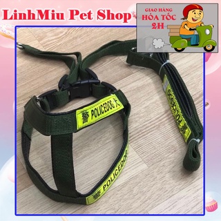 Dây dắt yếm Police cho chó lớn - 3 size