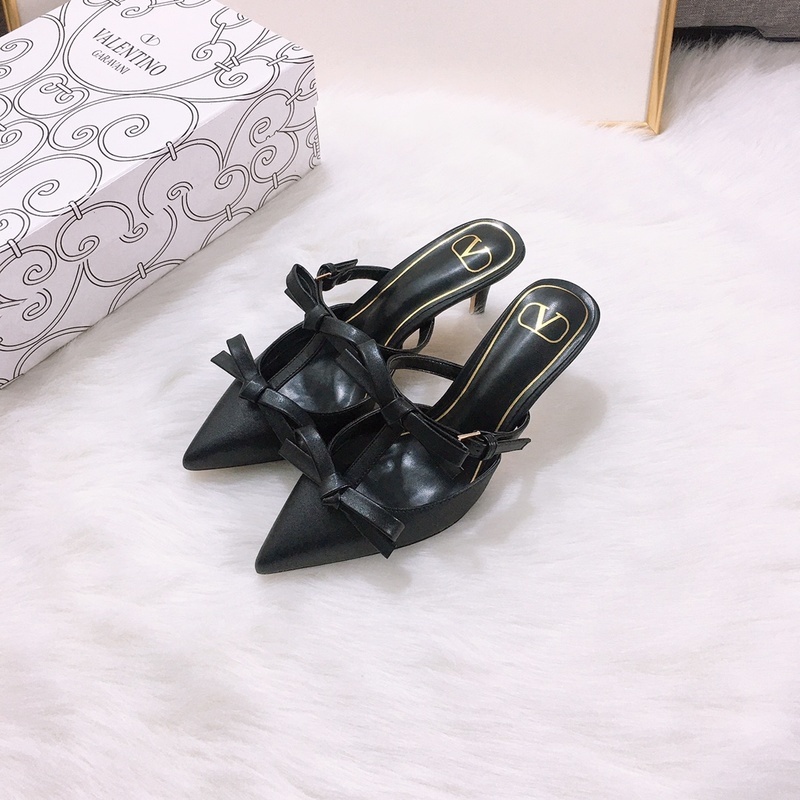 valentino Giày Cao Gót 6cm Mũi Nhọn Đính Nơ Thiết Kế Mới Thời Trang Mùa Hè Dành Cho Nữ