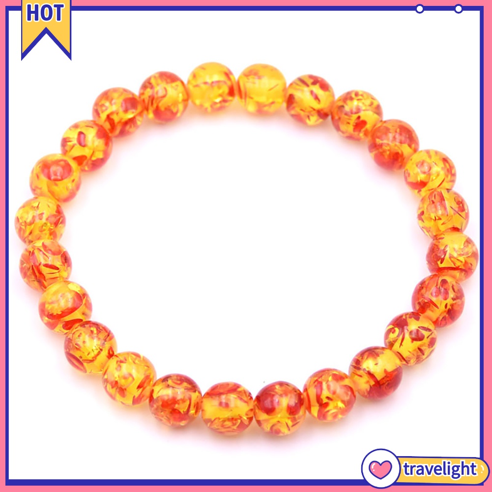 (Travelight) Vòng tay chuỗi hạt đá hổ phách 8mm/10mm thời trang cho nam và nữ