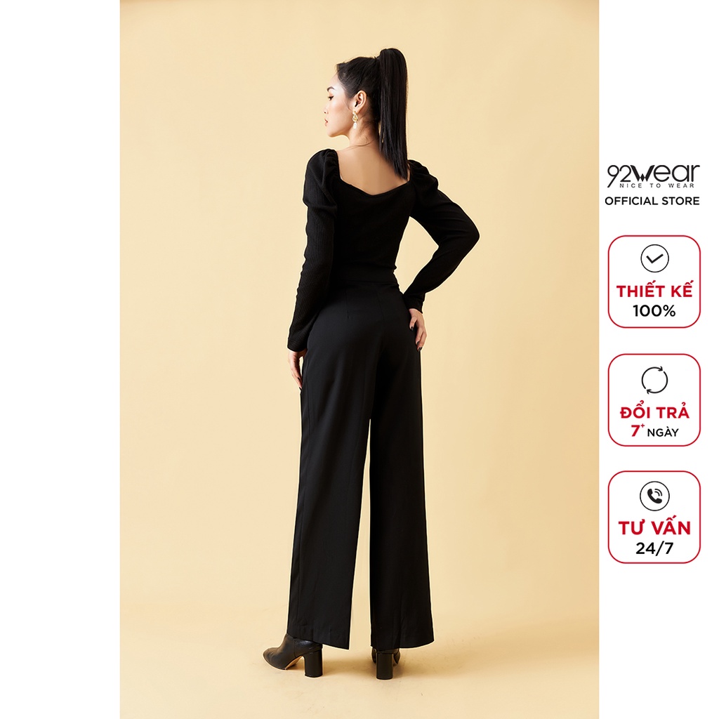 Quần tây nữ 92WEAR 3 màu, ống rộng thiết kế cúc cài bên sườn QAA1488