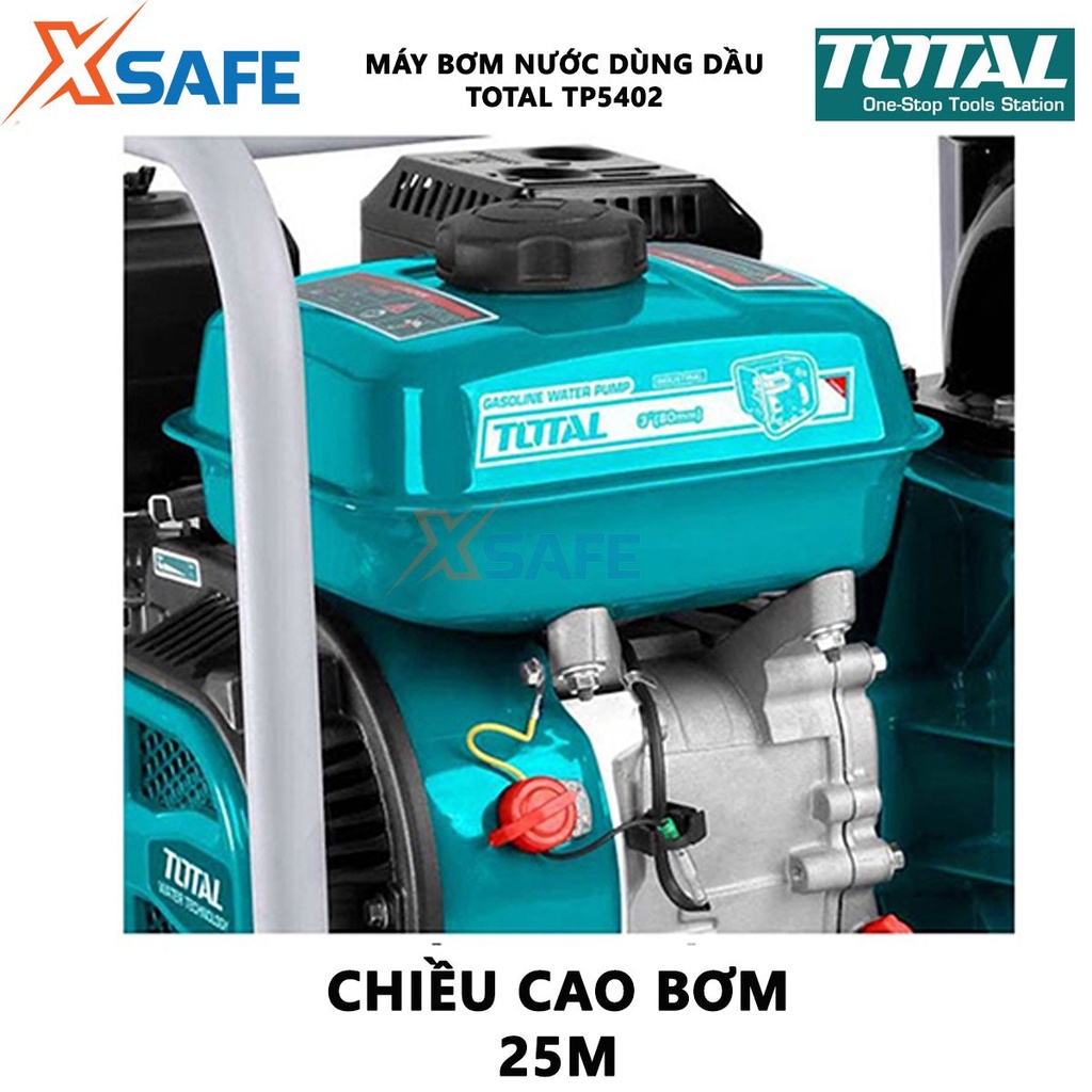 Máy bơm nước dùng dầu TOTAL TP5402 Máy bơm nước mini chạy dầu Dung tích xi lanh 418cc Đường kính ống hút và xả 100mm