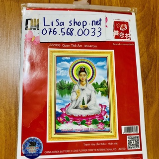 Tranh thêu chữ thập PHẬT QUAN THẾ ÂM BỒ TÁT 36x47cm chưa thêu 222908