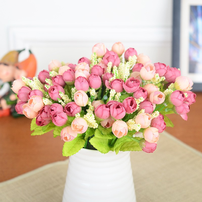 Nhánh hồng nụ lá xanh size nhỏ