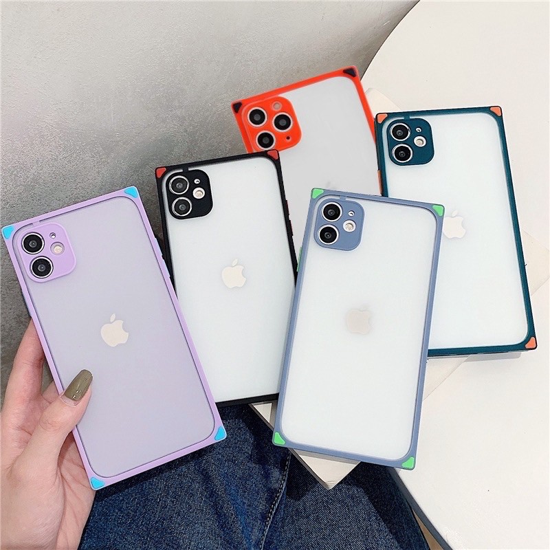 Ốp lưng nhám vuông chống ố vàng và vân tay Iphone 6 plus/6s plus/7 plus/8 plus/X/Xs/Xs max/11/11 pro max