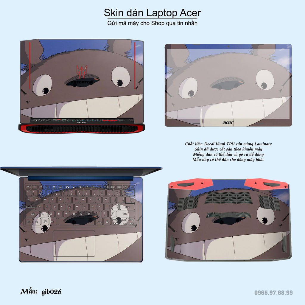 Skin dán Laptop Acer in hình Ghibli anime (inbox mã máy cho Shop)