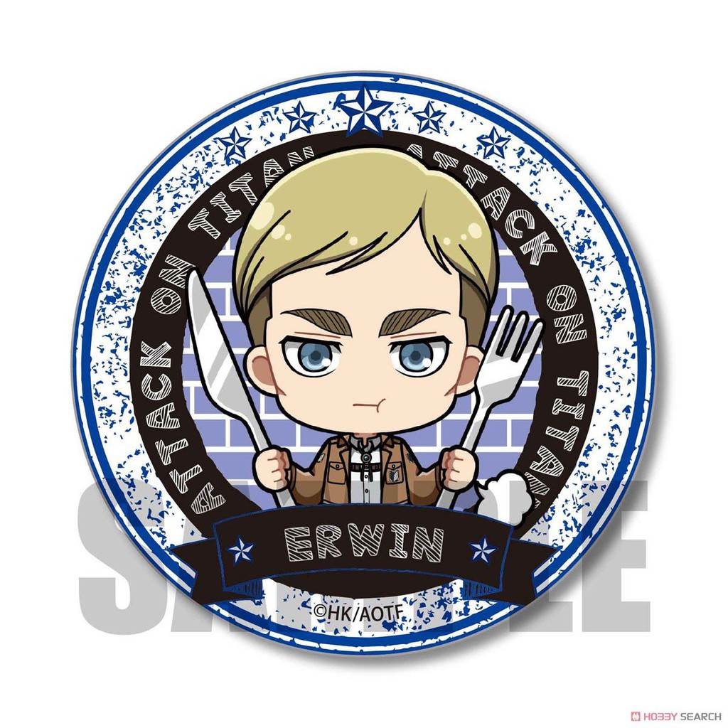 Huy hiệu cài áo in hình ATTACK ON TITAN ver ĂN UỐNG phụ kiện anime chibi xinh xắn